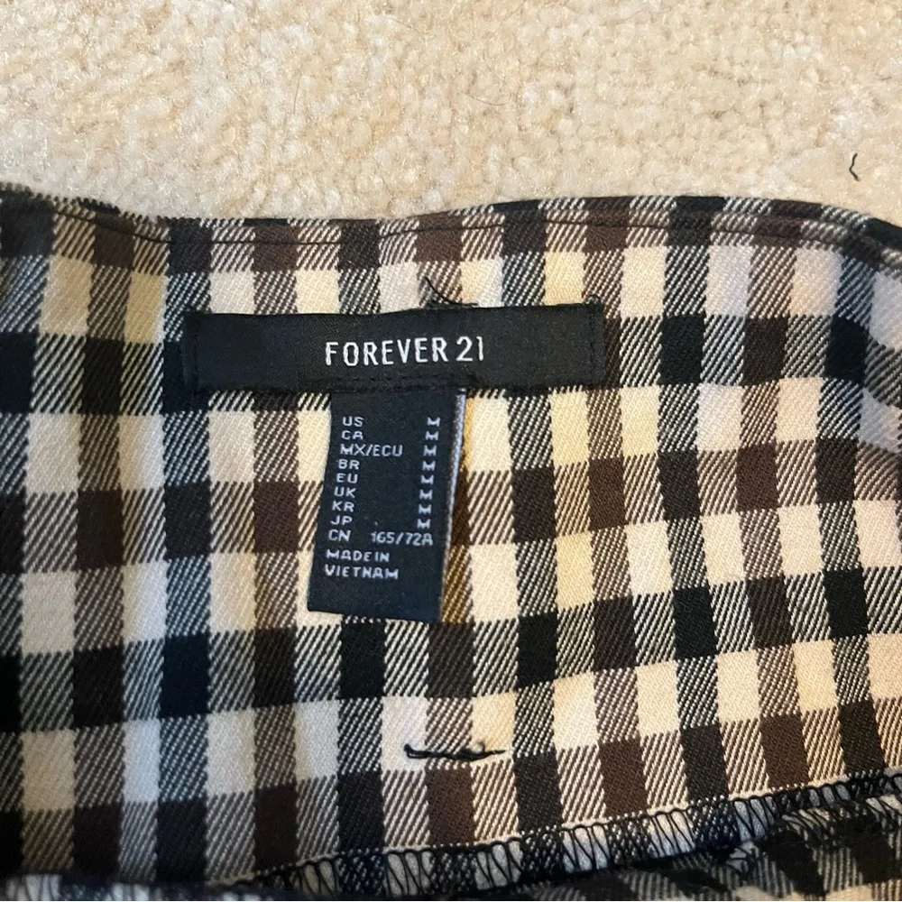 Forever 21 Black & White Gingham High-Waist Belted Shorts